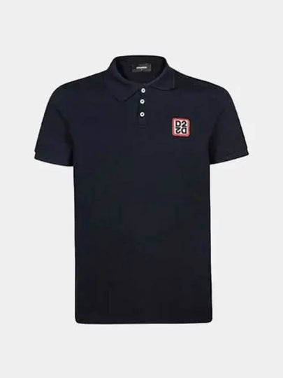 Men's Square Logo Patch Polo Shirt Navy - DSQUARED2 - BALAAN 2