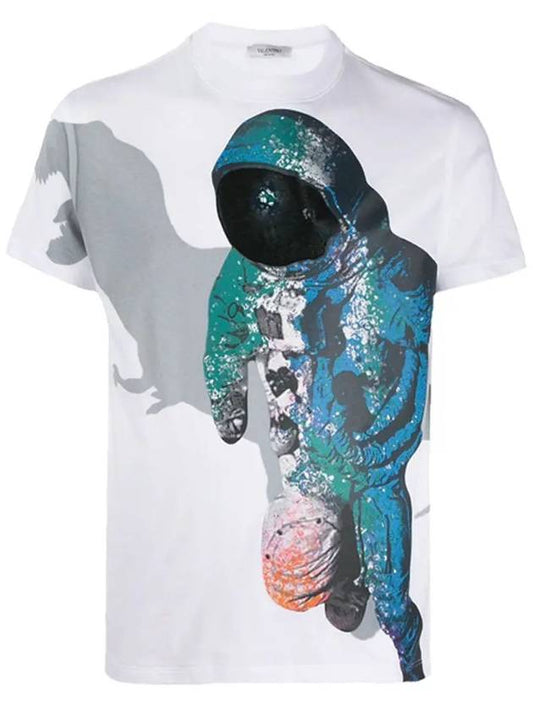 Dinosaur Astronaut Short Sleeve T-Shirt White - VALENTINO - BALAAN.