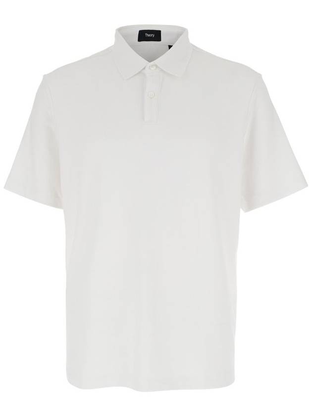 White Polo Shirt With Button Closure In Cotton Man - THEORY - BALAAN 1