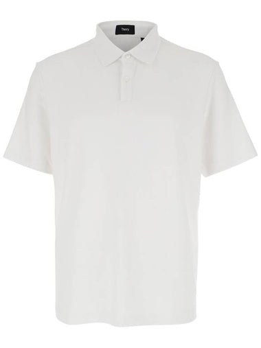 White Polo Shirt With Button Closure In Cotton Man - THEORY - BALAAN 1