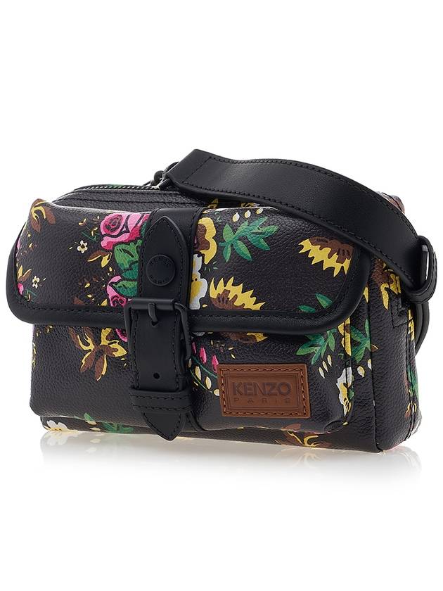 Pop Bouquet Print Messenger Bag Black - KENZO - BALAAN 3