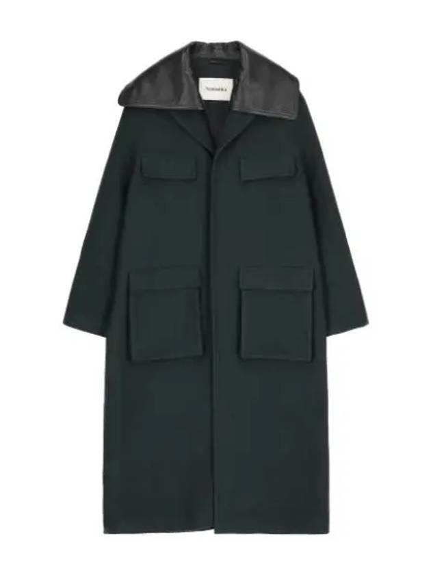 Nanushka Corbin Patch Pocket Long Coat Pine Green - NANUSHKA - BALAAN 1