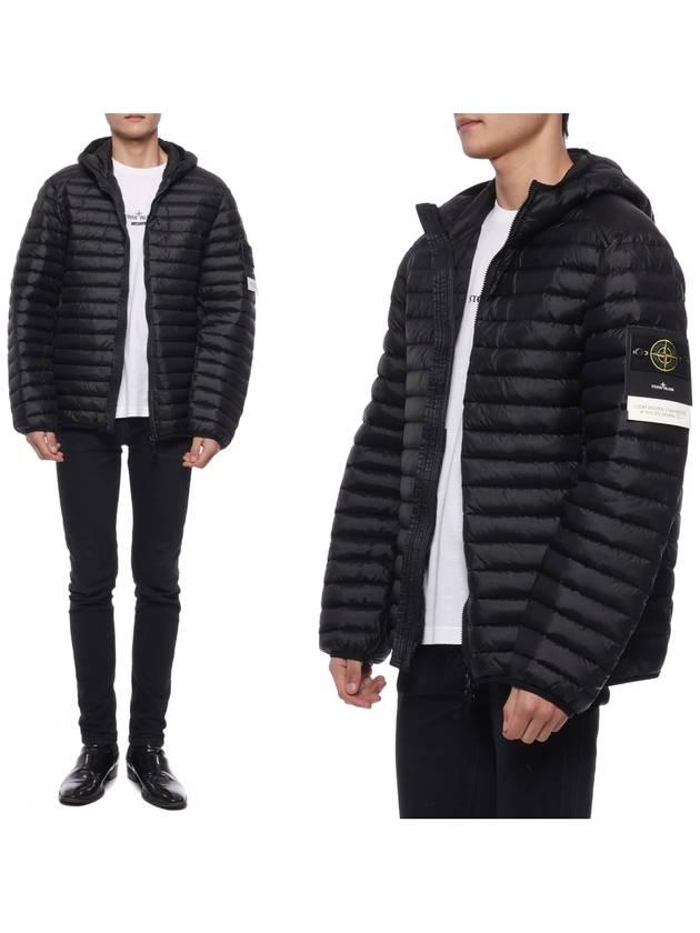 Room Woven Chamber Recycled Nylon Down Padding Hooded Jacket Black - STONE ISLAND - BALAAN 2