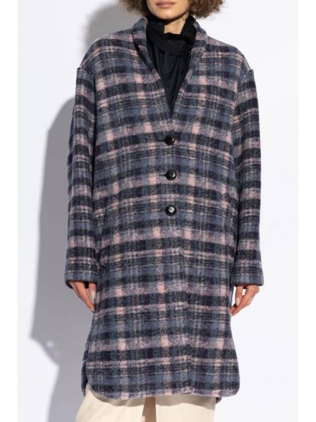 Gabriel Wool Check Single Coat Navy - ISABEL MARANT - BALAAN 6