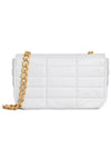 Monochrome Matelasse Quilted Calfskin Chain Shoulder Bag White - CELINE - BALAAN 4