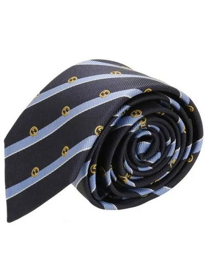 Men's Interlocking G Striped Silk Tie Dark Blue - GUCCI - BALAAN 2