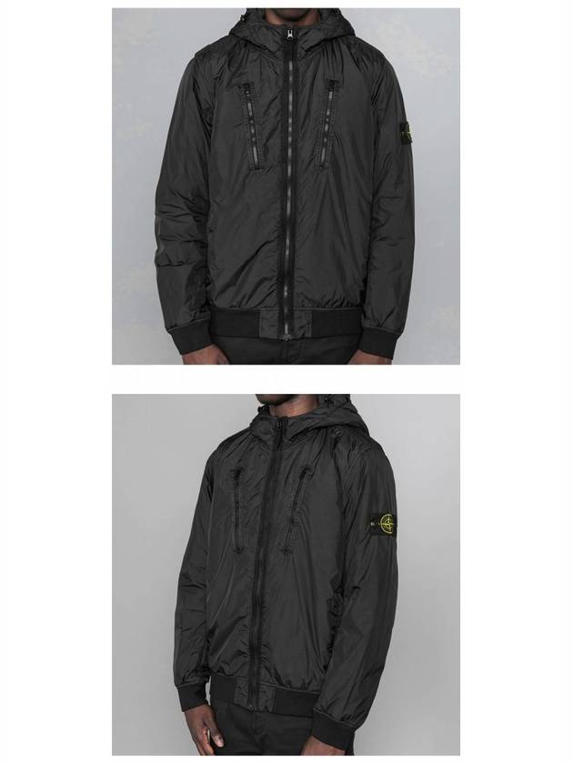 Garment Dyed Crinkle Reps Nylon Down Hooded Jacket Black - STONE ISLAND - BALAAN 6