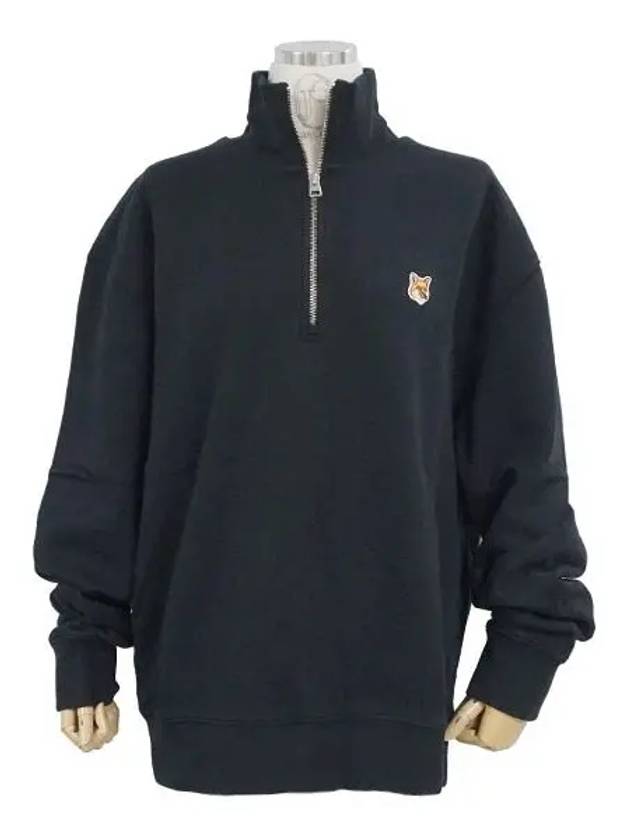 Fox Head Patch Half Zipper Sweatshirt Black - MAISON KITSUNE - BALAAN 3