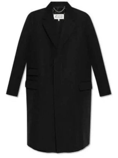 Wool Silk Collar Single Coat Black - MAISON MARGIELA - BALAAN 2