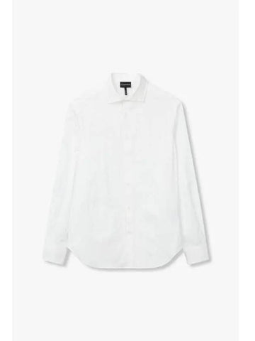 Men s Logo Jacquard Regular Fit Shirt Off White - EMPORIO ARMANI - BALAAN 1