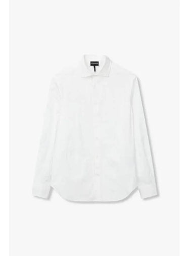 Men s Logo Jacquard Regular Fit Shirt Off White - EMPORIO ARMANI - BALAAN 1