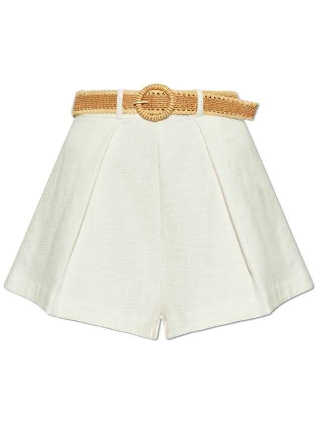 Zimmermann Cotton Shorts With Belt, Women's, White - ZIMMERMANN - BALAAN 1