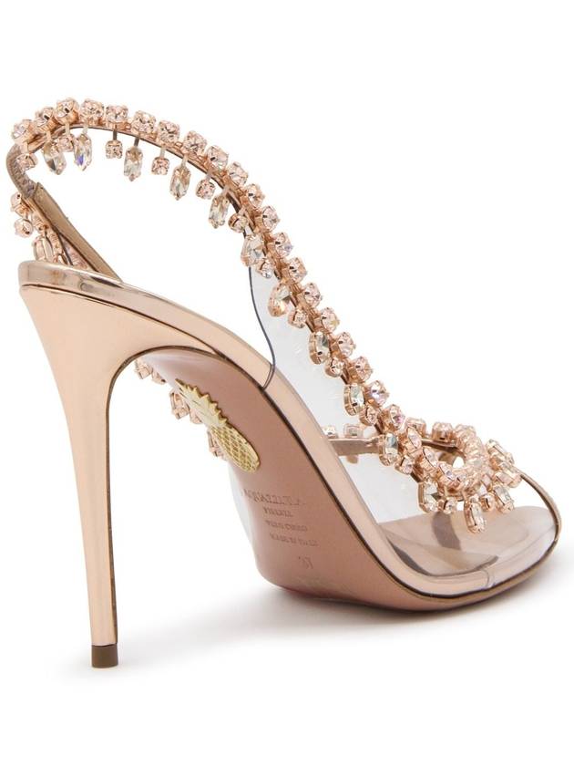 Aquazzura Rose Gold-Tone Leather Temptation Sandals - AQUAZZURA - BALAAN 3