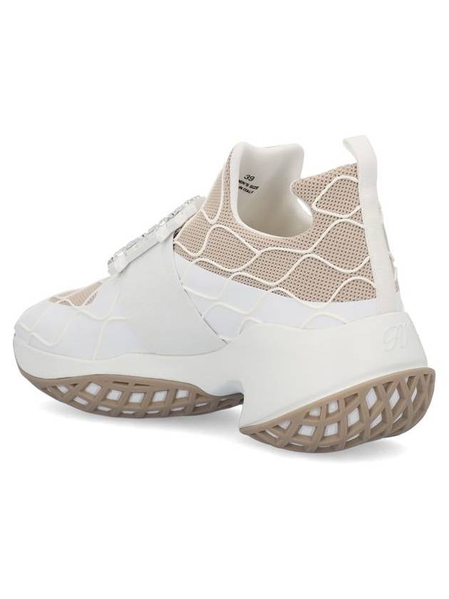 Technical Strass Buckle Low-Top Sneakers Beige White - ROGER VIVIER - BALAAN 4