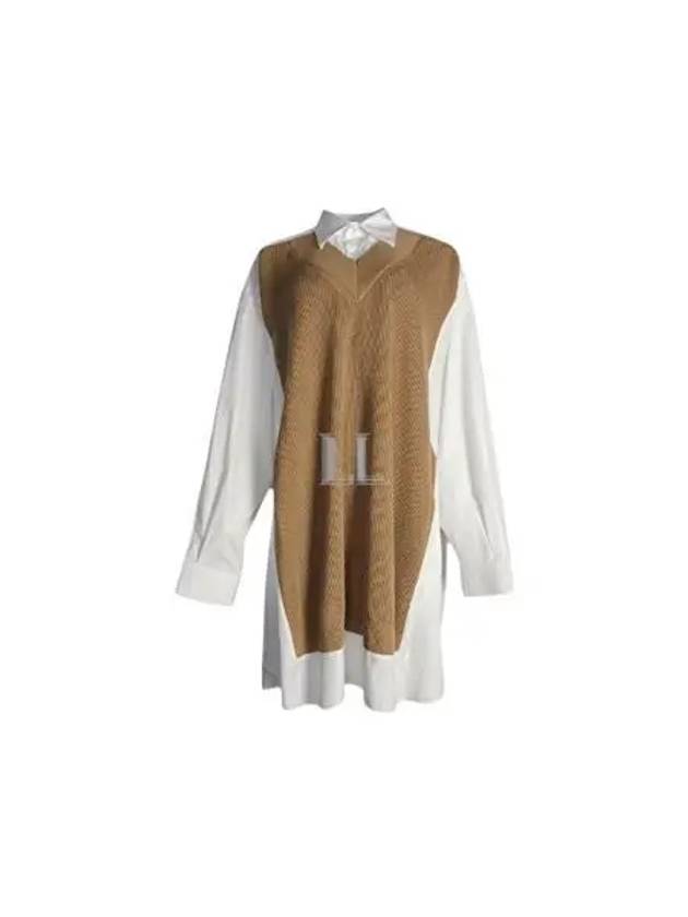 Knit Mix Shirt Midi Dress White Beige - MAISON MARGIELA - BALAAN 2