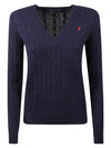 Kimberly Embroidered Logo Pony Cable Knit Top Navy - POLO RALPH LAUREN - BALAAN 2