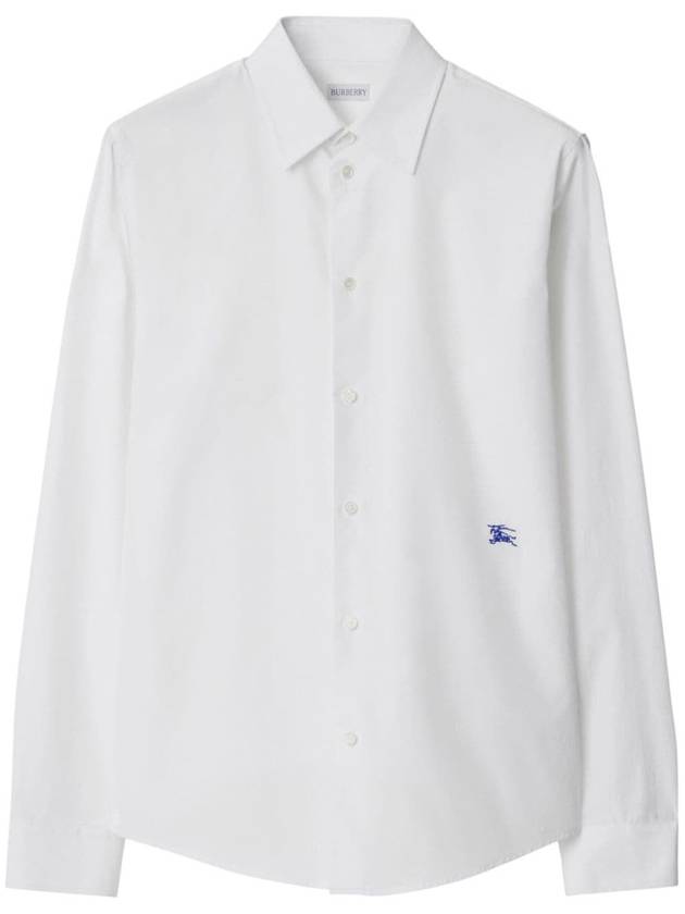 Embroidered Logo Cotton Long Sleeve Shirt White - BURBERRY - BALAAN 2