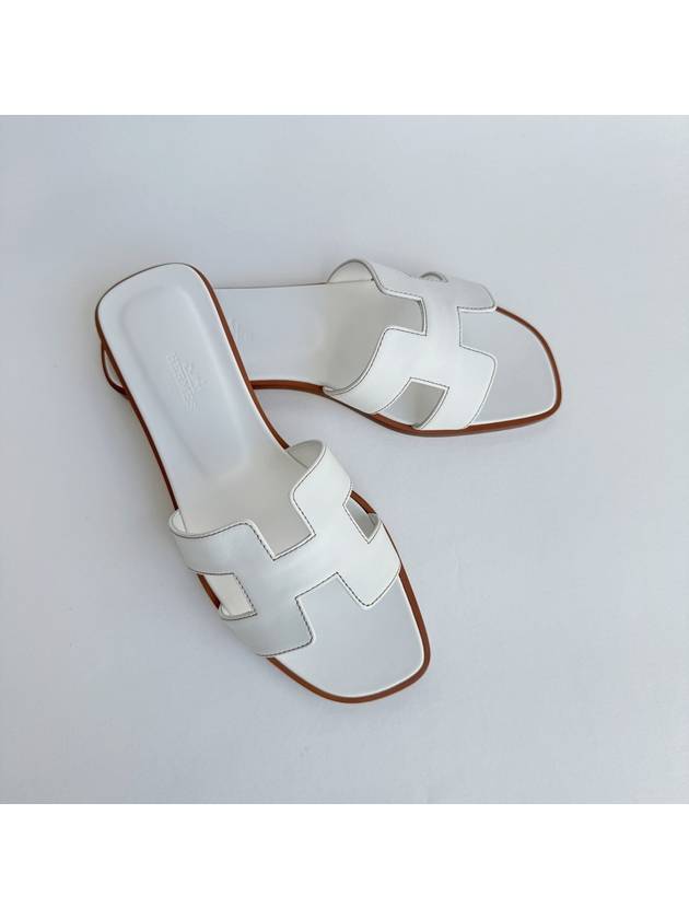 Oran Calfskin Slippers Blanc - HERMES - BALAAN 9