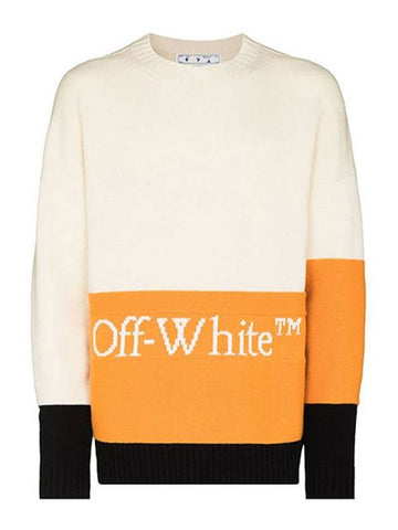 Block logo wool knit OMHE048F21KNI001 - OFF WHITE - BALAAN 1