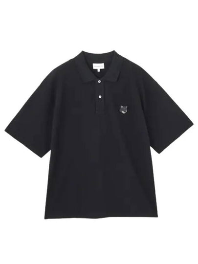 Bold Fox Head Patch Oversized Polo Shirt Black - MAISON KITSUNE - BALAAN 2