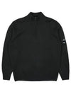 Lambswool GRS Half Zipped Knit Top Black - CP COMPANY - BALAAN 1