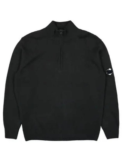 Lambswool GRS Half Zipped Knit Top Black - CP COMPANY - BALAAN 2