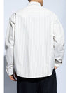 Small Heart Logo Stripe Boxy Fit Long Sleeve Shirt Chalk - AMI - BALAAN 4