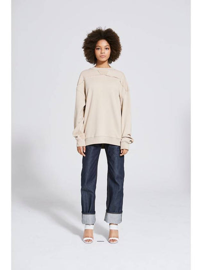 Women's Line Color Scheme Sweatshirt Beige - MOTH - BALAAN 2