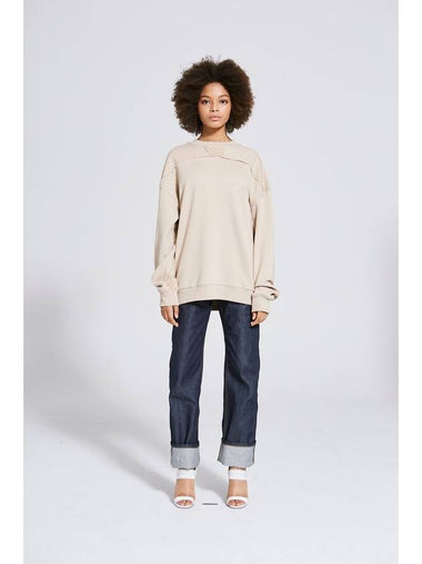 Women's Line Color Scheme Sweatshirt Beige - MOTH - BALAAN 1