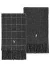 PC0743 047 Pony Windowpane Plaid Check Reversible Fringe Muffler Scarf - POLO RALPH LAUREN - BALAAN 1