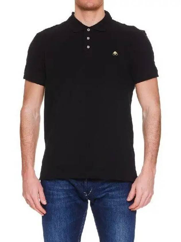 Men's Logo Patch Short Sleeve Polo Shirt Black - MOOSE KNUCKLES - BALAAN 2