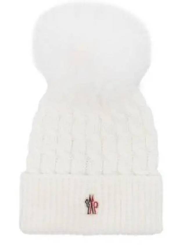 Grenoble Pom Wool Beanie White - MONCLER - BALAAN 2