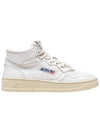 Men's Medalist Mid Goatskin High Top Sneakers White - AUTRY - BALAAN 1