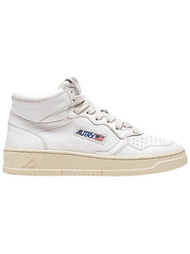 Men's Medalist Mid Goatskin High Top Sneakers White - AUTRY - BALAAN 1