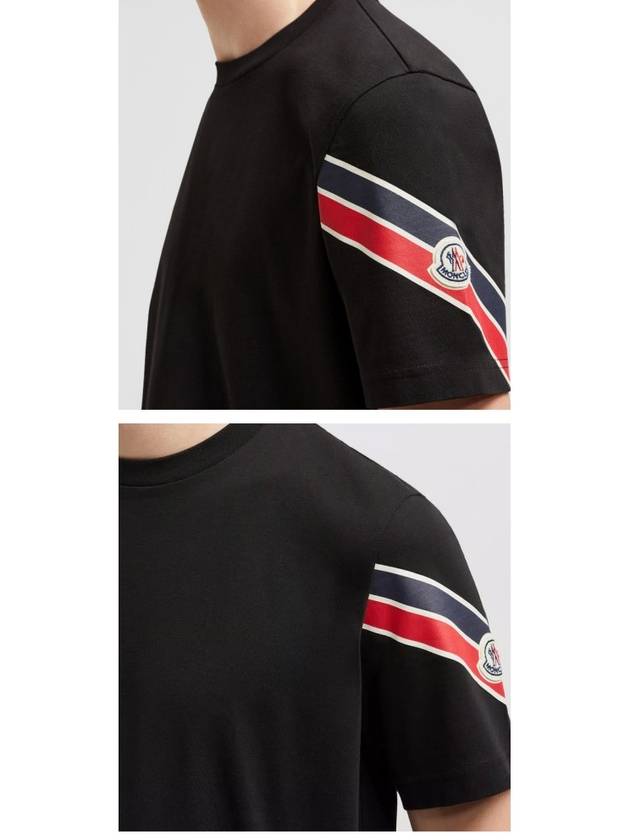 Men's Tricolor Cotton Short Sleeve T-Shirt Black - MONCLER - BALAAN 6