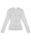 Baby Fox Patch Fine Ribbed Cardigan Grey Melange - MAISON KITSUNE - BALAAN 2