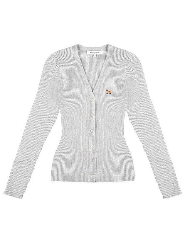 Baby Fox Patch Fine Ribbed Cardigan Grey Melange - MAISON KITSUNE - BALAAN 2