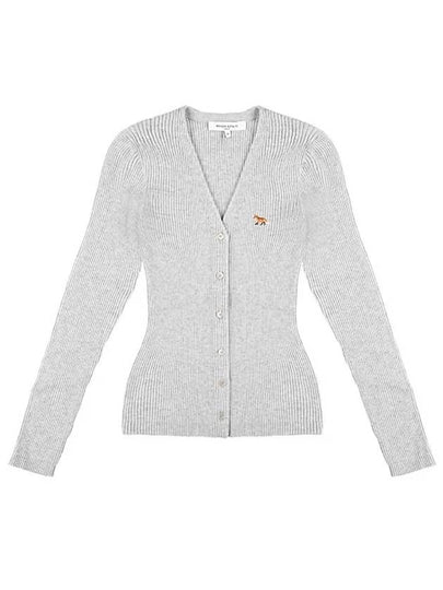 Baby Fox Patch Fine Ribbed Cardigan Grey Melange - MAISON KITSUNE - BALAAN 2