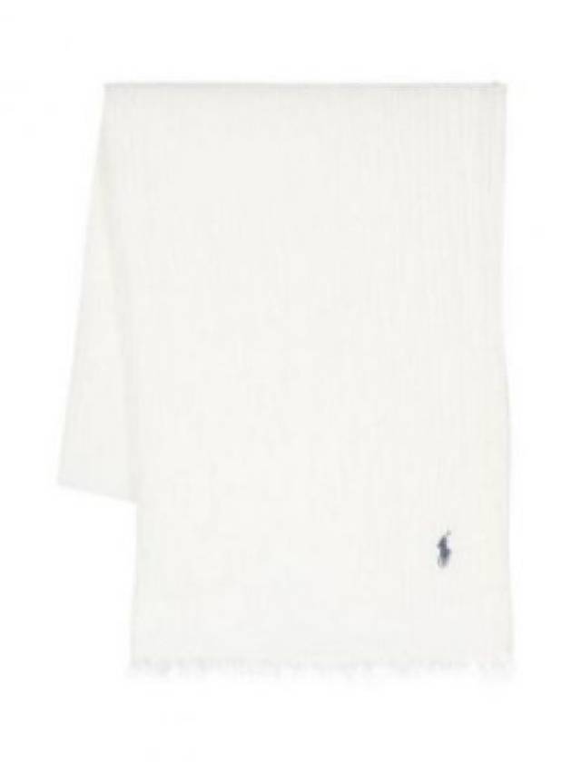 Pony Embroidery Fringed Scarf Cream - POLO RALPH LAUREN - BALAAN 2