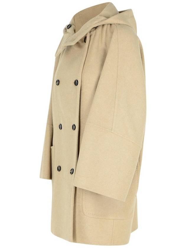 Women s Arturo Hooded Button Up Coat Jacket Beige - MAX MARA - BALAAN 3