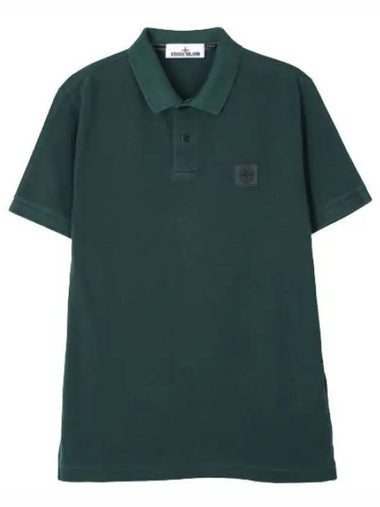 Pigment dyed logo patch polo t shirt - STONE ISLAND - BALAAN 1