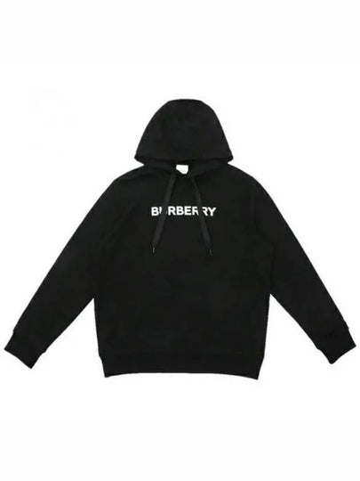 Logo Print Cotton Hoodie Black - BURBERRY - BALAAN 2