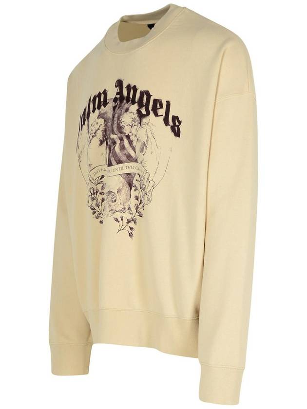 Palm Angels 'Statement Pencil Crew' Beige Cotton Sweatshirt - PALM ANGELS - BALAAN 2