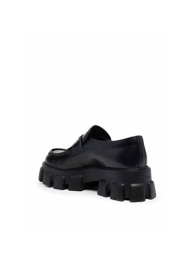 Monolith Brushed Leather Loafers Black - PRADA - BALAAN 4