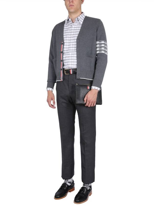 Men's Check Oxford Long Sleeve Shirt Grey - THOM BROWNE - BALAAN 3