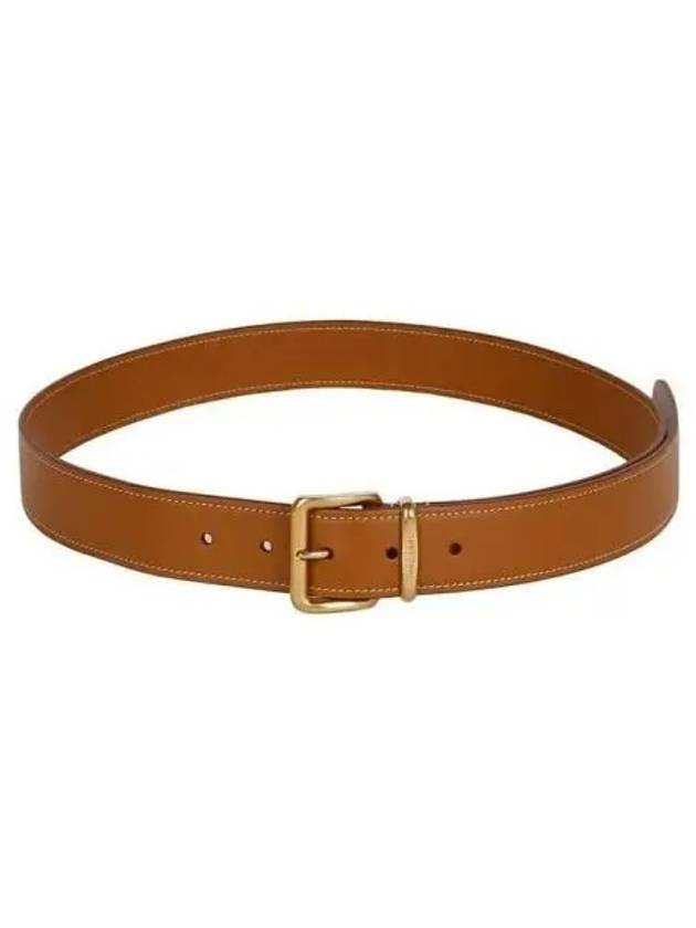 Metal Buckle Logo Leather Belt Brown - MIU MIU - BALAAN 2