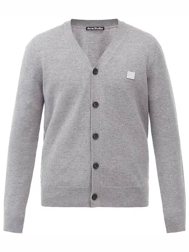 Keve Keve face logo applique gray wool cardigan - ACNE STUDIOS - BALAAN 1