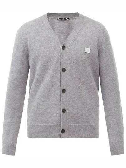 Face Patch V-Neck Cardigan Gray Melange - ACNE STUDIOS - BALAAN 2