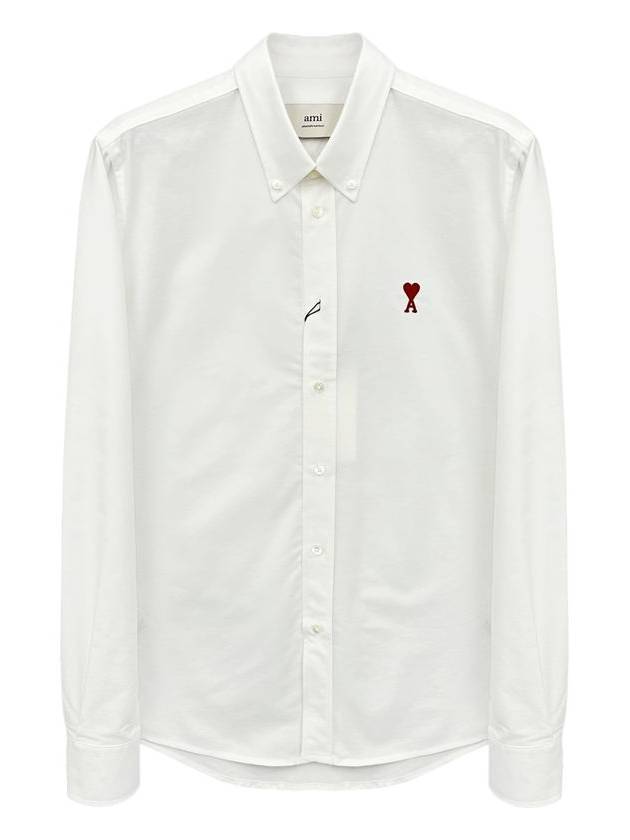 Heart Logo Oxford Shirt BFUSH063 168 - AMI - BALAAN 1