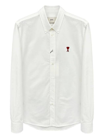 Heart Logo Oxford Shirt BFUSH063 168 - AMI - BALAAN 1